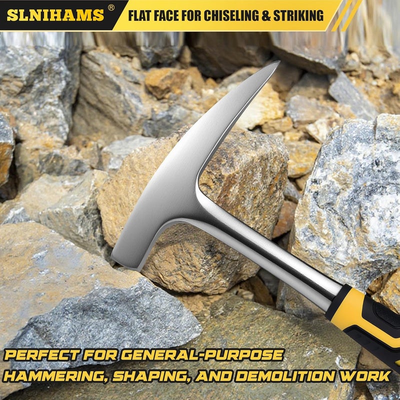 SLNIHAMS 22oz Rock Pick Hammer – One-Piece Forged Geology Hammer with Pointed Tip & Anti-Vibration Grip – Ideal for Rockhounding, Fossil Hunting, and Masonry Work - Image 4